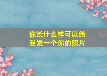 你长什么样可以给我发一个你的照片