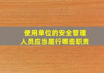 使用单位的安全管理人员应当履行哪些职责