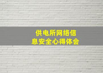 供电所网络信息安全心得体会