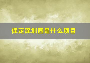 保定深圳园是什么项目