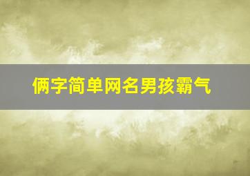 俩字简单网名男孩霸气