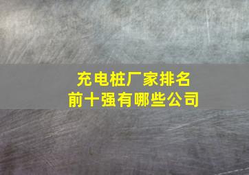 充电桩厂家排名前十强有哪些公司