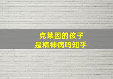 克莱因的孩子是精神病吗知乎