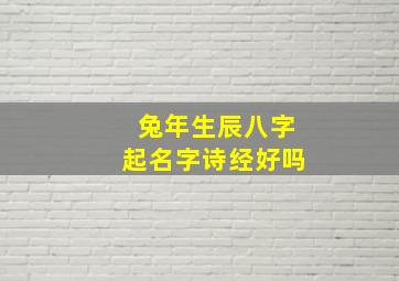 兔年生辰八字起名字诗经好吗