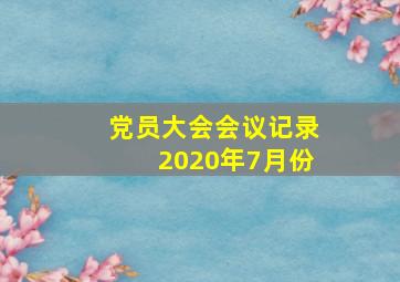 党员大会会议记录2020年7月份