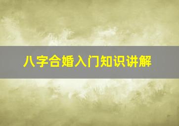 八字合婚入门知识讲解