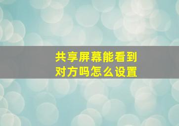 共享屏幕能看到对方吗怎么设置