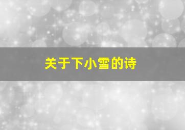 关于下小雪的诗