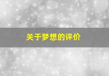 关于梦想的评价