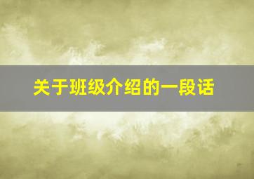 关于班级介绍的一段话