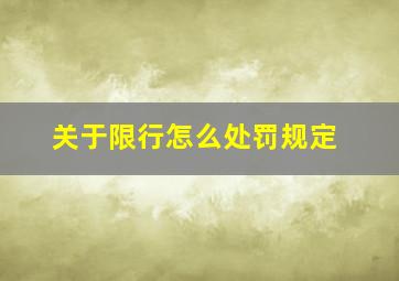 关于限行怎么处罚规定