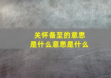 关怀备至的意思是什么意思是什么