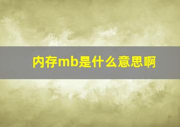 内存mb是什么意思啊