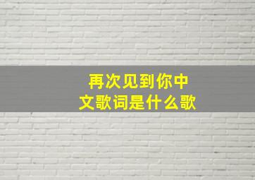 再次见到你中文歌词是什么歌