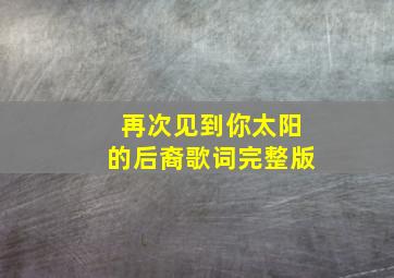 再次见到你太阳的后裔歌词完整版