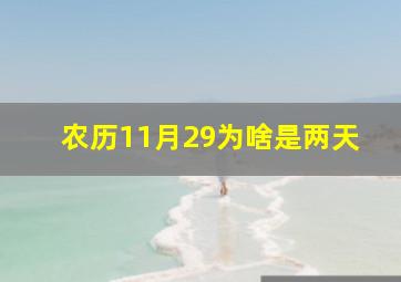 农历11月29为啥是两天