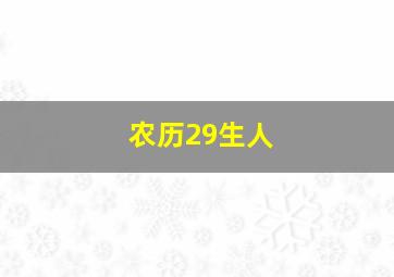 农历29生人