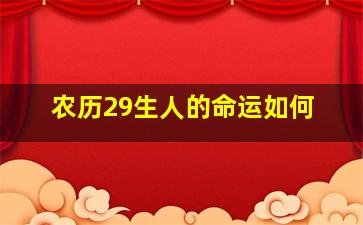 农历29生人的命运如何