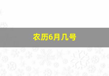 农历6月几号