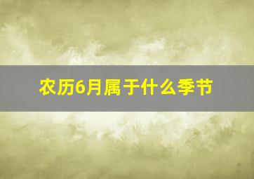 农历6月属于什么季节