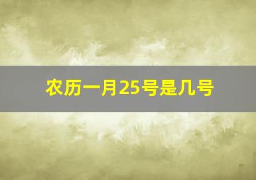 农历一月25号是几号