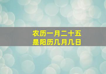 农历一月二十五是阳历几月几日