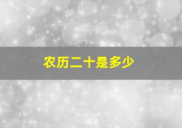 农历二十是多少