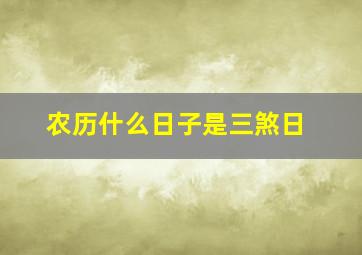 农历什么日子是三煞日