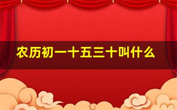 农历初一十五三十叫什么