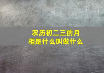 农历初二三的月相是什么叫做什么