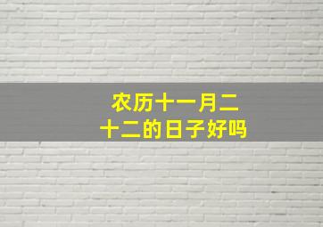 农历十一月二十二的日子好吗