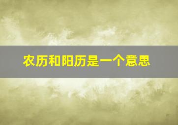 农历和阳历是一个意思