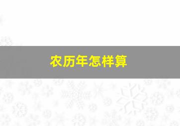 农历年怎样算