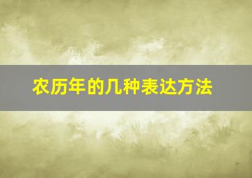 农历年的几种表达方法