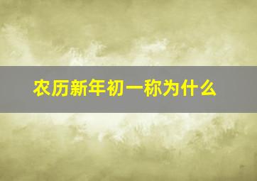 农历新年初一称为什么