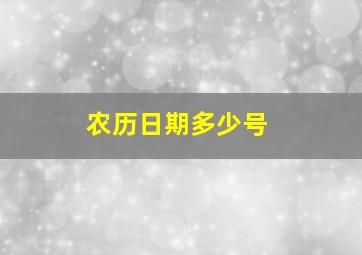 农历日期多少号