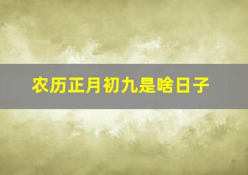 农历正月初九是啥日子