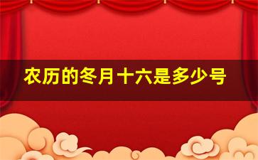 农历的冬月十六是多少号