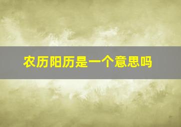 农历阳历是一个意思吗