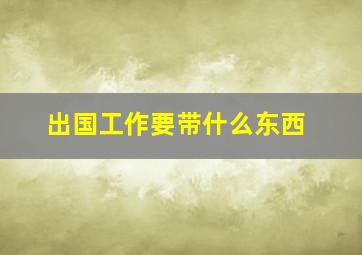 出国工作要带什么东西