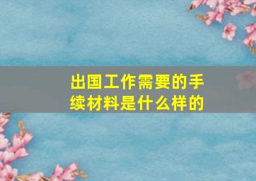 出国工作需要的手续材料是什么样的