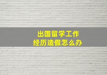 出国留学工作经历造假怎么办