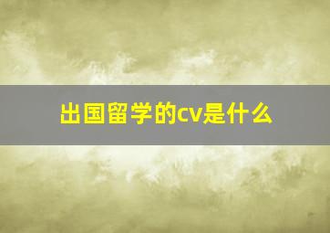 出国留学的cv是什么