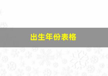 出生年份表格