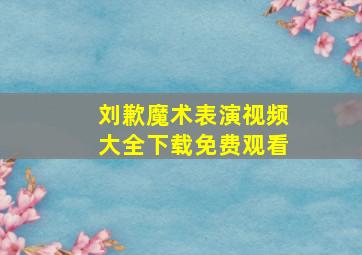 刘歉魔术表演视频大全下载免费观看