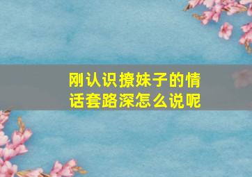 刚认识撩妹子的情话套路深怎么说呢