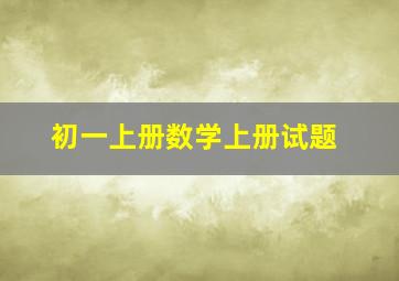 初一上册数学上册试题