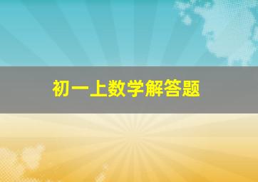 初一上数学解答题