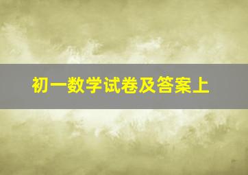 初一数学试卷及答案上