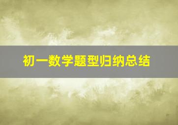 初一数学题型归纳总结